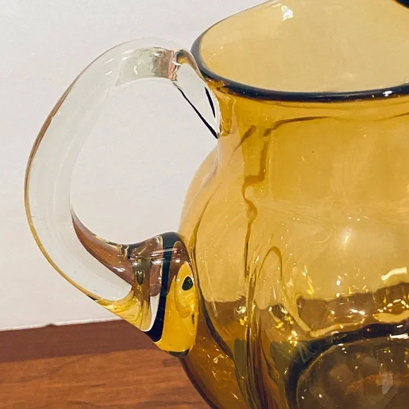 🍁🌟HP🌟VTG 1950s Hand-Blown Amber Glass Pitcher USA - Picture 6 of 9